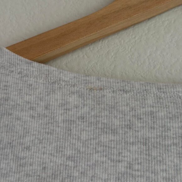 J.Crew Short Sleeve Ribbed Boatneck Tee in Heather Charcoal White, Size Medium - Picture 4 of 6